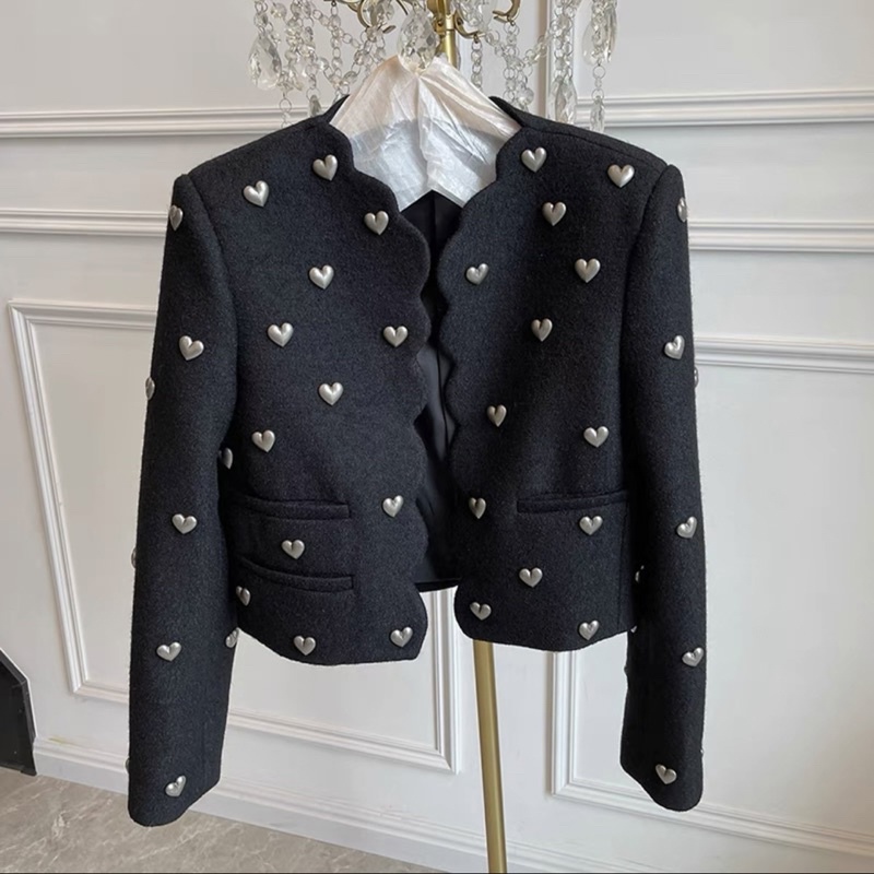 Áo Dạ Tweed Dáng Lửng Hoạ Tiết Trái Tim Phong Cách Sang Chảnh Siêu Xinh_ hàng order QCCC kèm ảnh thật
