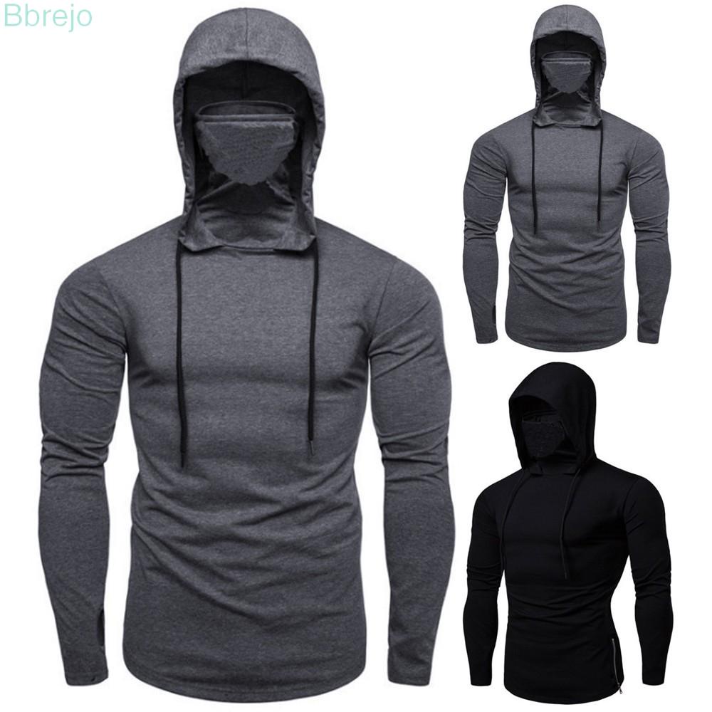 (MỚI) Áo thun thể thao nam dài tay có mũ M~3XL
