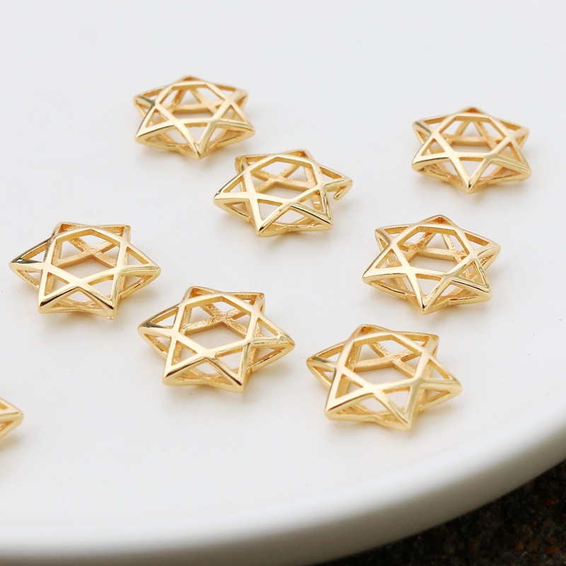 Mặt Dây Chuyền Hình Ngôi Sao Sáu Cánh Bằng Đồng 14k 16mm diy