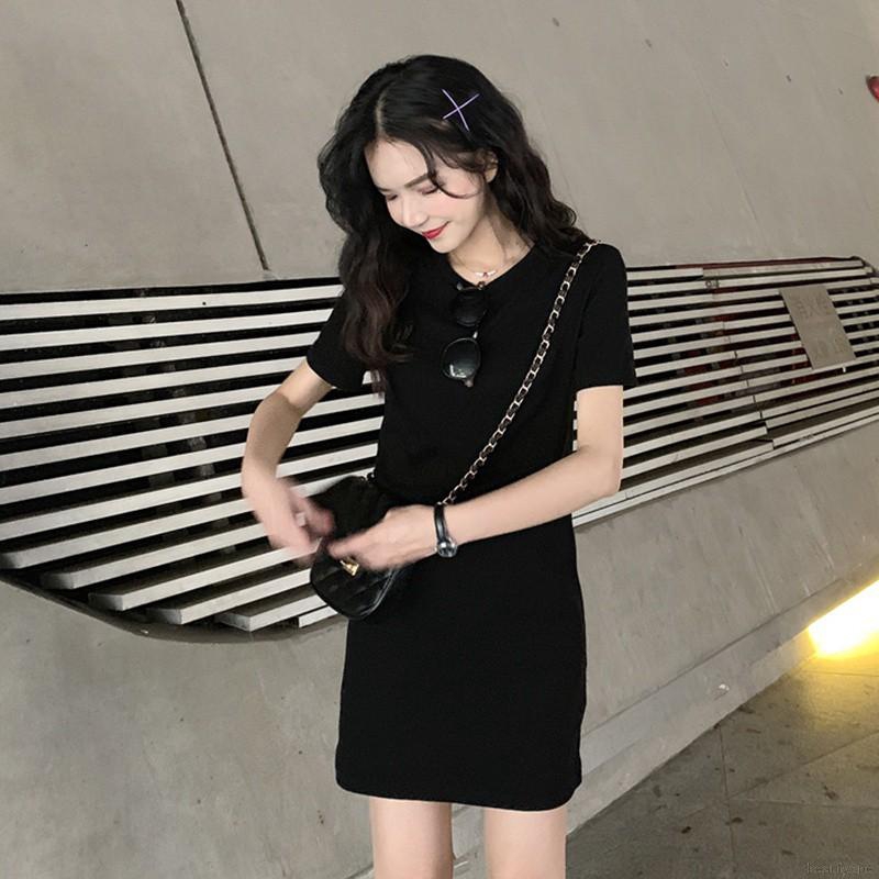 Đầm chữ A tay ngắn màu trơn thời trang mùa hè cho nữ | BigBuy360 - bigbuy360.vn