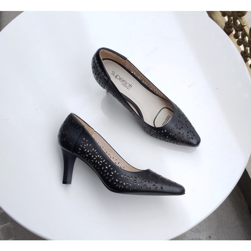 Giày cao gót da bò thật laze