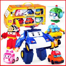 Đồ chơi trẻ em xe Bus Đội bay siêu đẳng Biến Hình Robocar Poli và những người bạn - Bộ 6 con-Hàng loại 1
