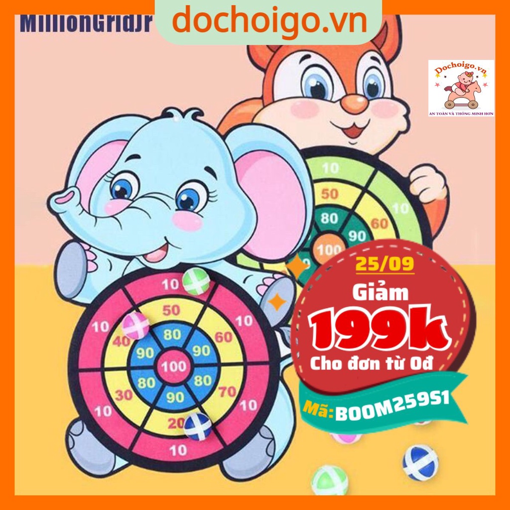 Phi tiêu bóng dính cho bé bảng ném bóng gai tính điểm chất liệu vải an toàn hình động vật đáng yêu
