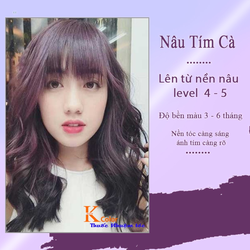 Thuốc nhuộm tóc Nâu Tím Cà không tẩy sử dụng tại nhà nhiều thảo dược giá rẻ nhất