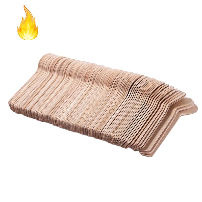Set 100 muỗng gỗ mini ăn kem tráng miệng dùng một lần cho nhà bếp