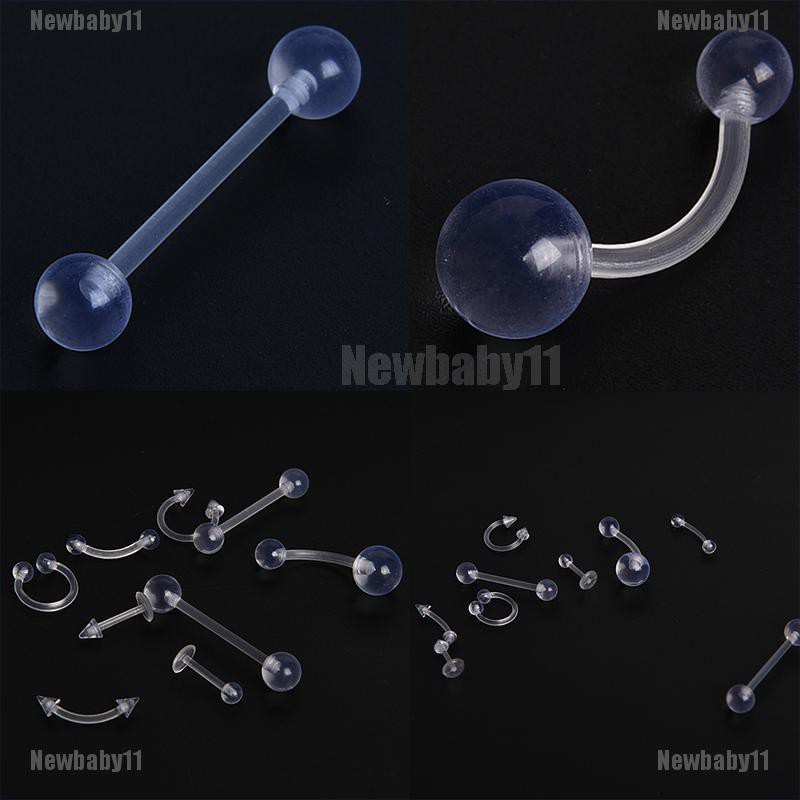 Set 9 Khuyên Rốn / Lưỡi / Môi / Rốn Màu Sắc Trong Suốt