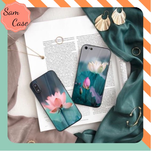 Ốp lưng- Ốp kính Iphone 6/6s-6 Plus- plus 7 8 plus Xr X s max hình hoa sen mặt lưng kính