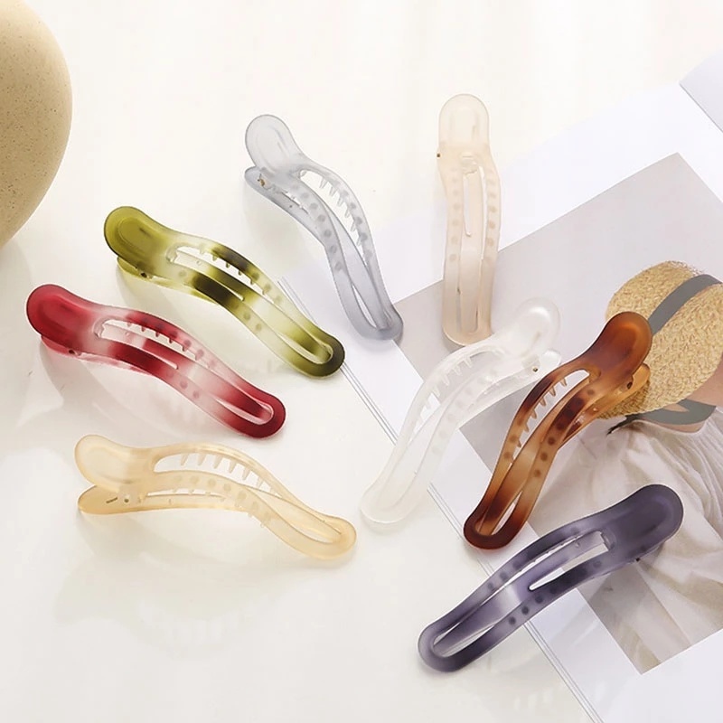 Kẹp Tóc Đuôi Ngựa Cỡ Lớn Bằng Acrylic Mặt Nhám Màu Sắc Gradient Thanh Lịch Dành Cho Nữ