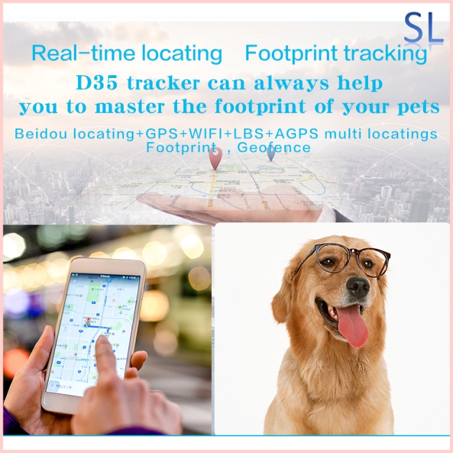 D35 Pet GPS GSM Tracker Dog Cat Real-time Tracking Collar Security Finder Locator