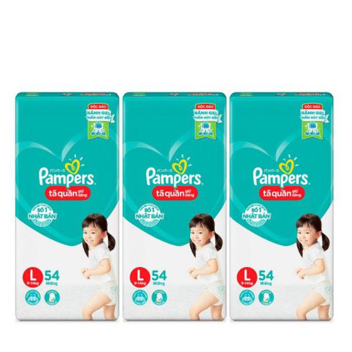 Tã quần Pampers M74/M60, L54/L68, XL48/XL62, XXL44/XXL56 mới