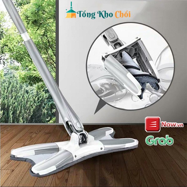 Cây lau nhà chữ X tự vắt xoay 360 độ ,cây lau nhà thông minh tự vắt, bông lau microfiber CLN-GX