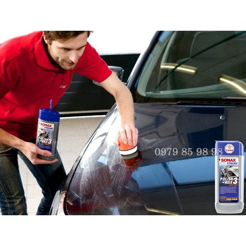 Combo kem đánh bóng xóa xước quầng sơn xe ô tô xe máy và 1 miếng mút xoa hóa chất Sonax xtreme polish &amp; wax 3 - 202100