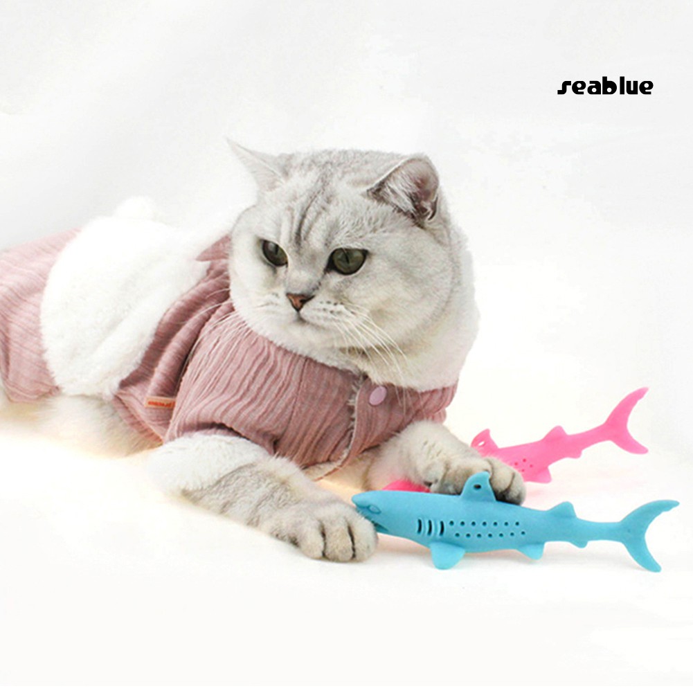 Đồ Chơi Gặm Hình Cá Mập Bằng Silicon Cho Mèo