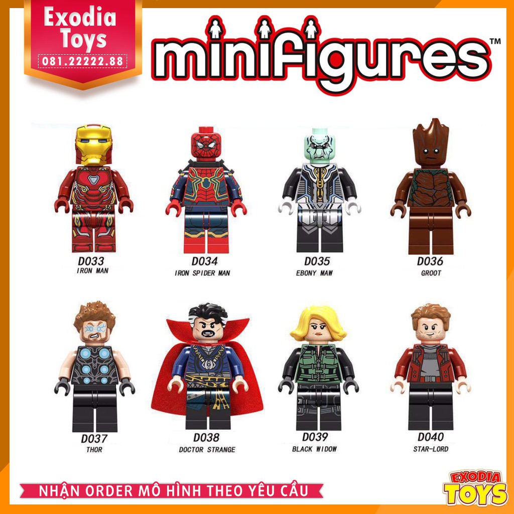 Xếp hình minifigure siêu anh hùng Avengers Infinity War : Cuộc Chiến Vô Cực - LELE D033-040