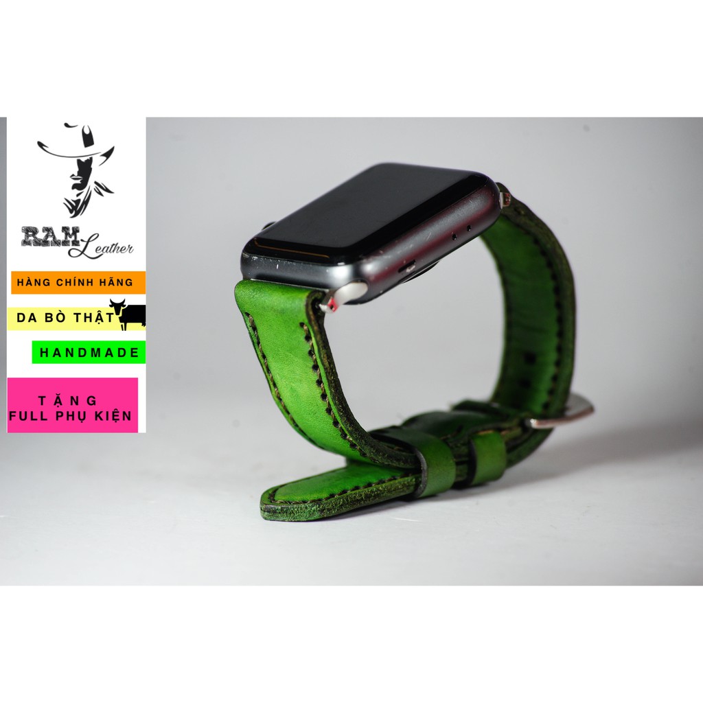 Dây đồng hồ Apple Watch , Iwatch Da Bò Màu Xanh Lá RAM Leather Classic 1973 Bền Đẹp