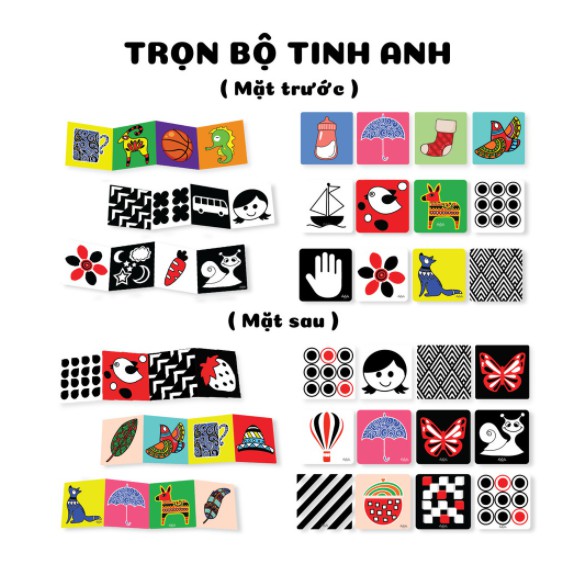 Bộ thẻ kích thích thị giác Montessori cho bé sơ sinh dạng ZIG ZAC đồ chơi sơ sinh Mom's Love