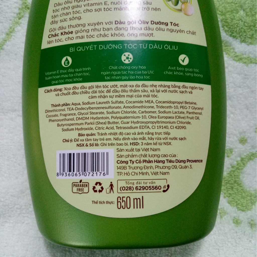Dầu Gội Ôliv Dưỡng Tóc siêu mượt Hương Oliu 650ml