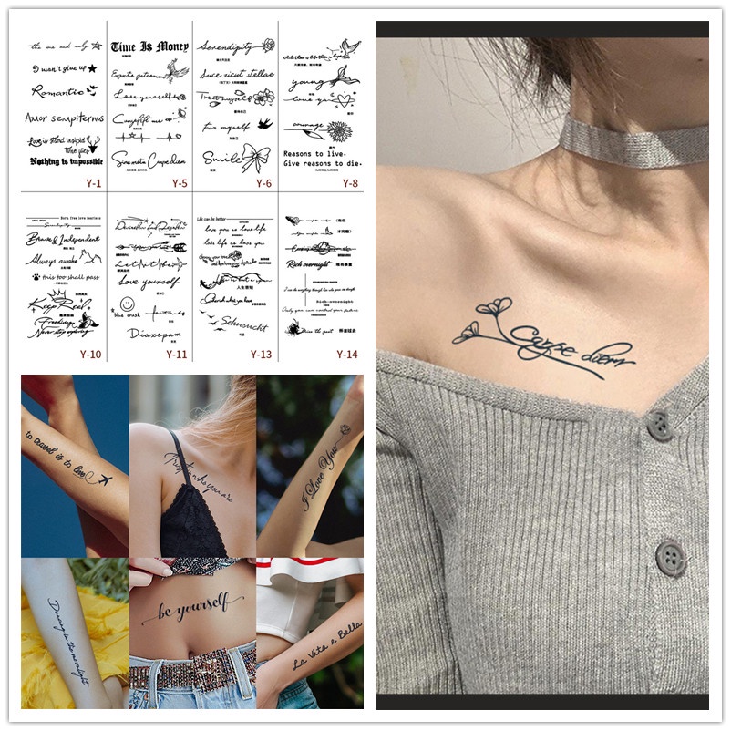 Miếng Dán Hình Xăm Chữ Cái Tiếng Anh Chống Thấm Nước