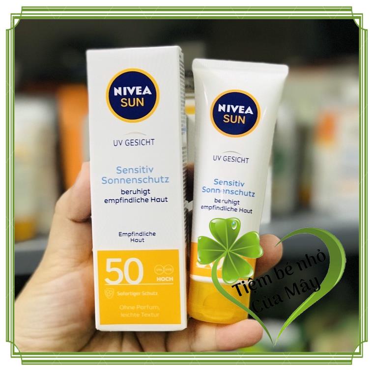 Kem chống nắng Nivea dành cho da mặt nhạy cảm SPF 50, 50 ml hàng Đức đủ bill