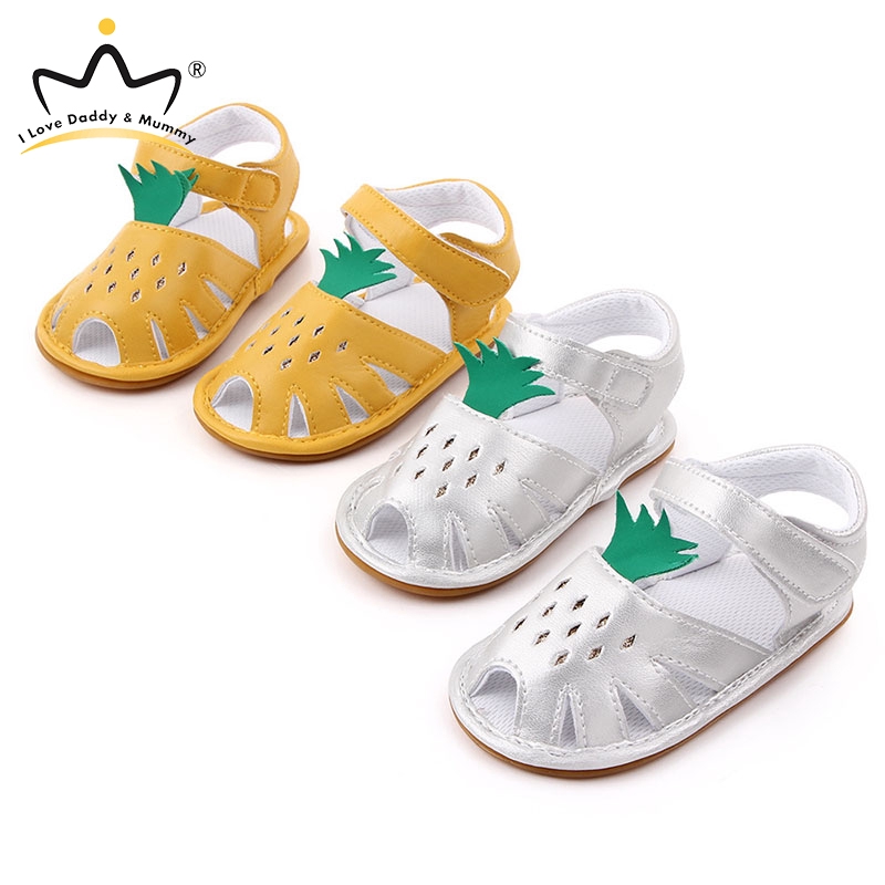 Giày San Đan Bằng Da Pu Mềm Mại Với Họa Tiết In Hình Quả Dứa Dùng Cho Trẻ Nhỏ