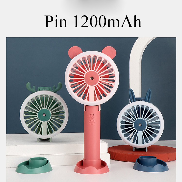 Quạt mini cầm tay Y9 Phun Sương Tự Động tặng bộ tai thay thế hình thú dễ thương pin sạc ,Có đế để bàn,đèn led | BigBuy360 - bigbuy360.vn