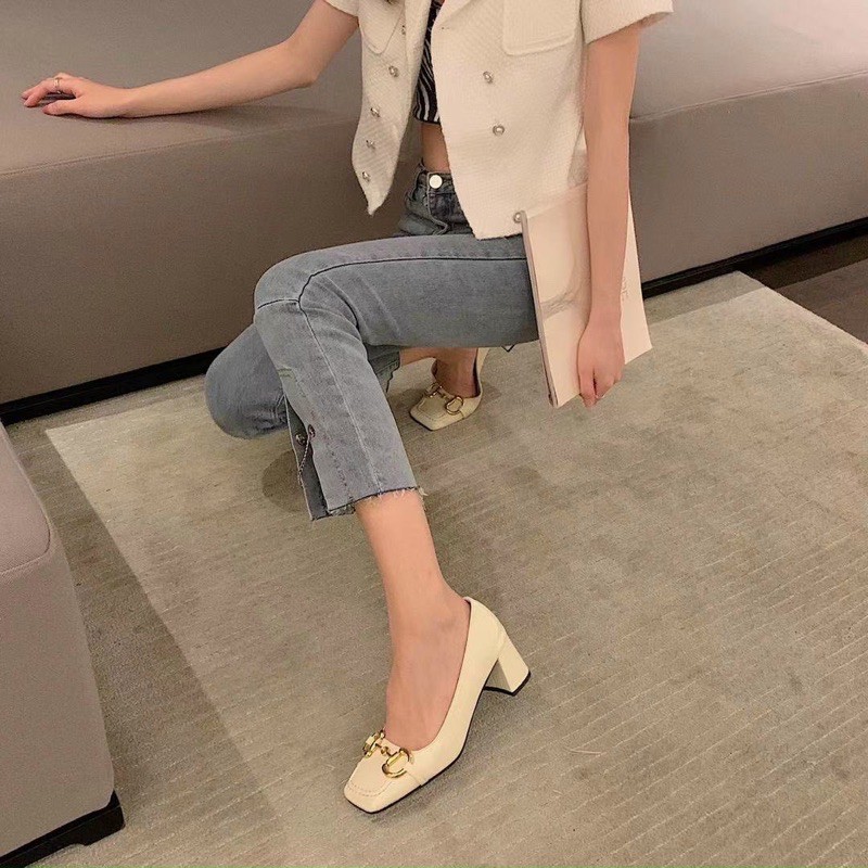 HÀNG FULL BOX CÓ SẴN Giày gót vuông khoá ngang 5cm