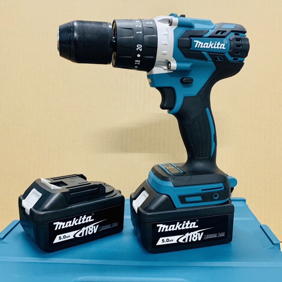 Máy khoan pin 118V Makita 3 chức năng có búa, Động cơ không chổi than siêu mạnh mẽ