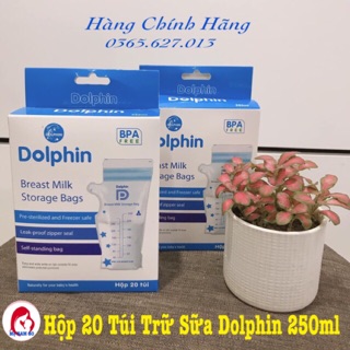 [ AN TOÀN 100% ] Hộp 20 Túi Trữ Sữa DOLPHIN 250ml có vòi vô cùng dễ rót sữa ra vào bình chứa