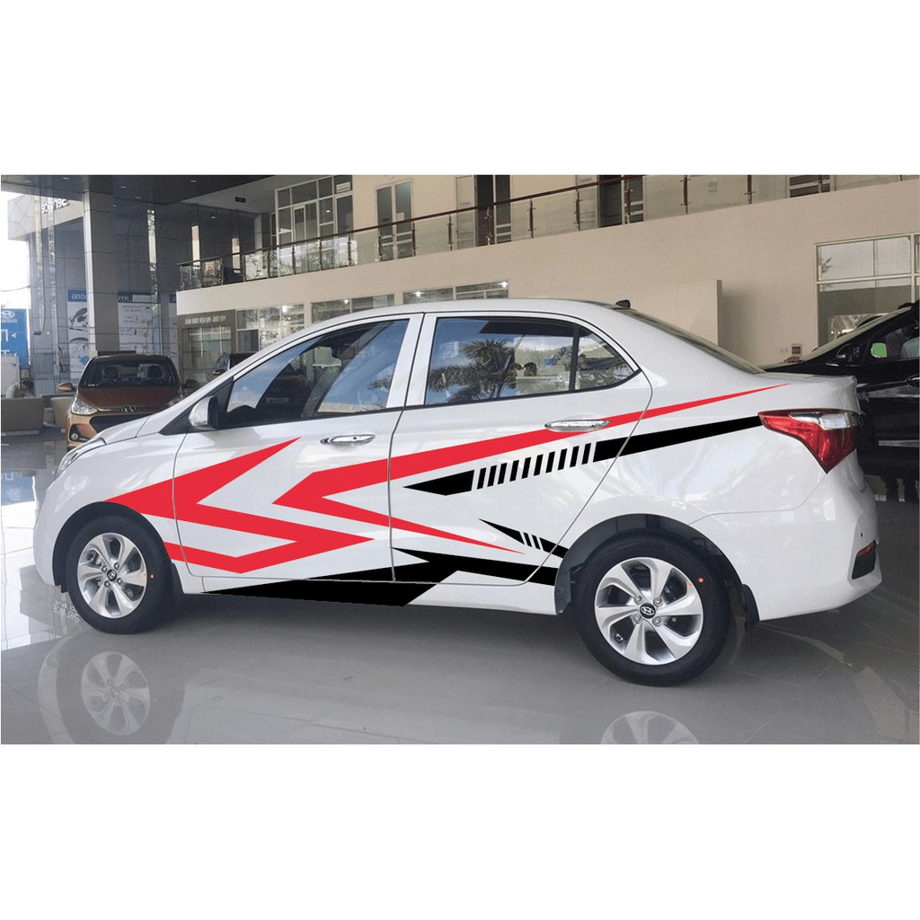 Tem xe Hyundai i10 phong cách thể thao - decal i10 decal_oto