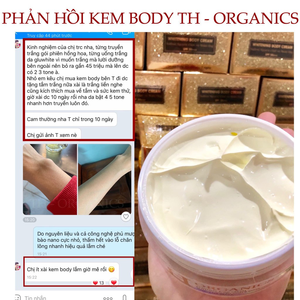 Kem Body chiết xuất Safffron noãn ong TH Organics đảm bảo trắng