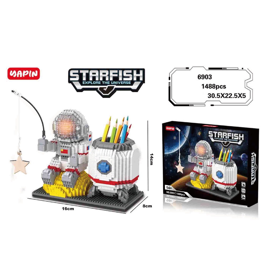 Đồ Chơi Lắp Ráp Kiểu Lego Mô Hình Hộp Đựng Bút Phát Sáng Phi Hành Gia Astronaut Starfish 6903 Với 1588 PCS
