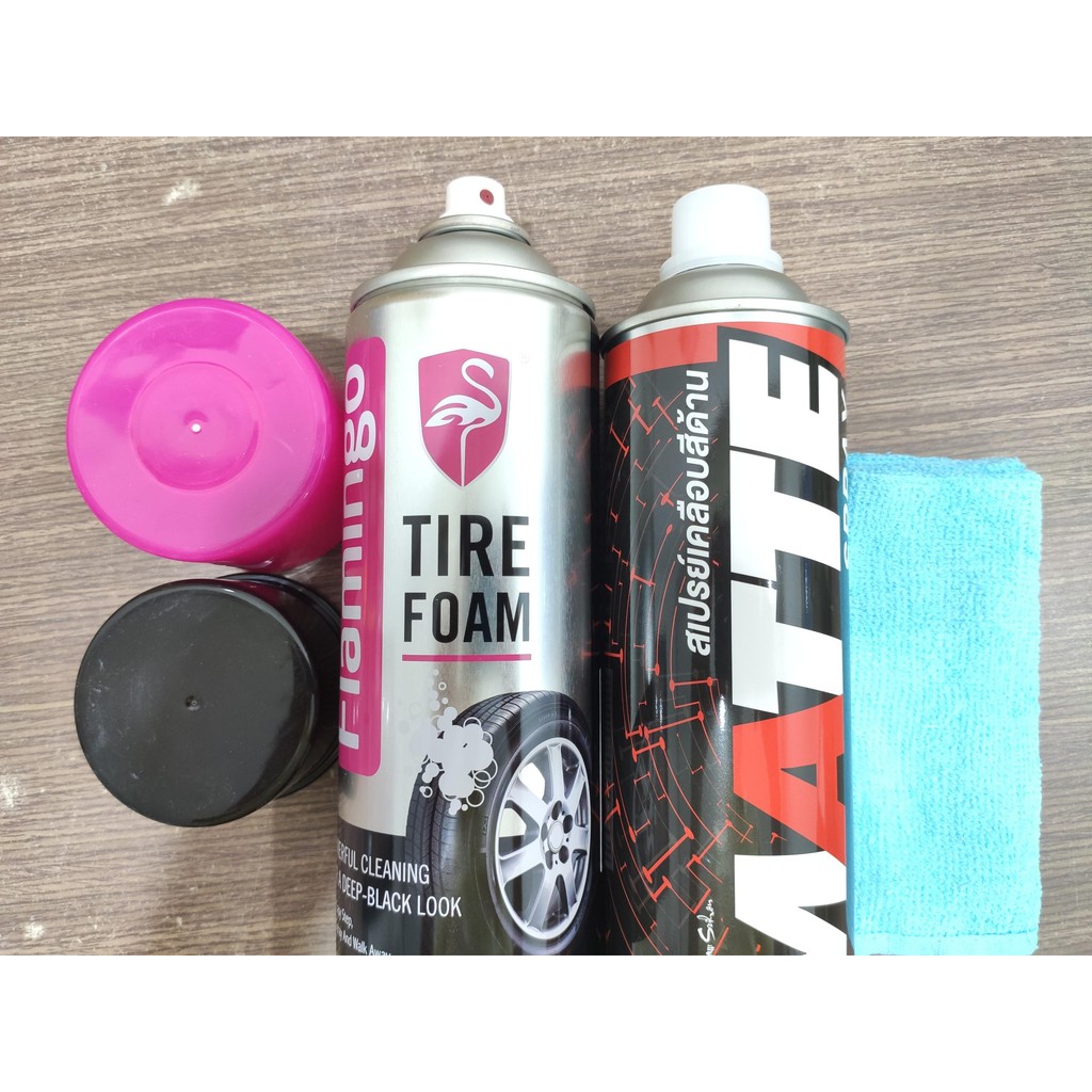 Combo Làm Sạch Lốp Dưỡng Nhựa Nhám Lube71 Matte Flamingo TIRE Kèm Khăn