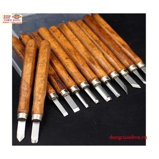 Bộ dao khắc đục tiện gỗ 12 món cao cấp V2