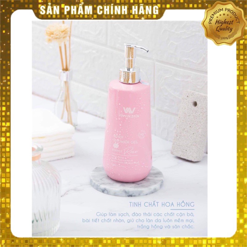 [CHÍNH HÃNG]Sữa Tắm Trắng Da Chiết Xuất Hoa Hồng VINVIN SKIN