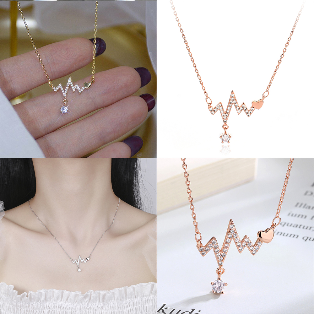 vòng cổ Hợp Kim Mặt Hình Trái Tim Đính Đá Xinh Xắn Cho Nữ