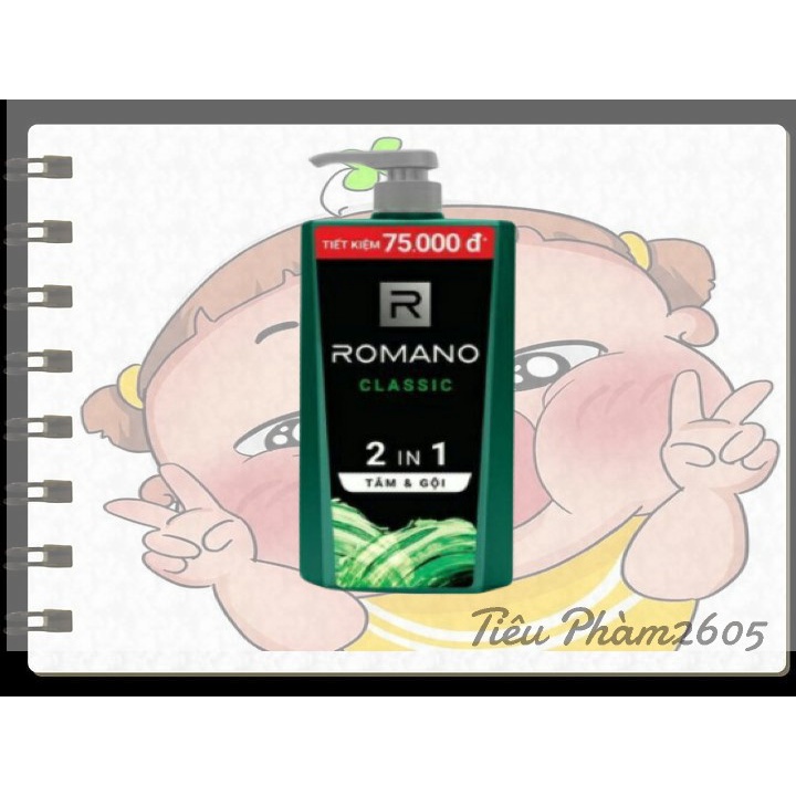 TẮM GỘI ROMANO 2 IN 1 900G TIẾT KIỆM HƠN CHO NAM GIỚI