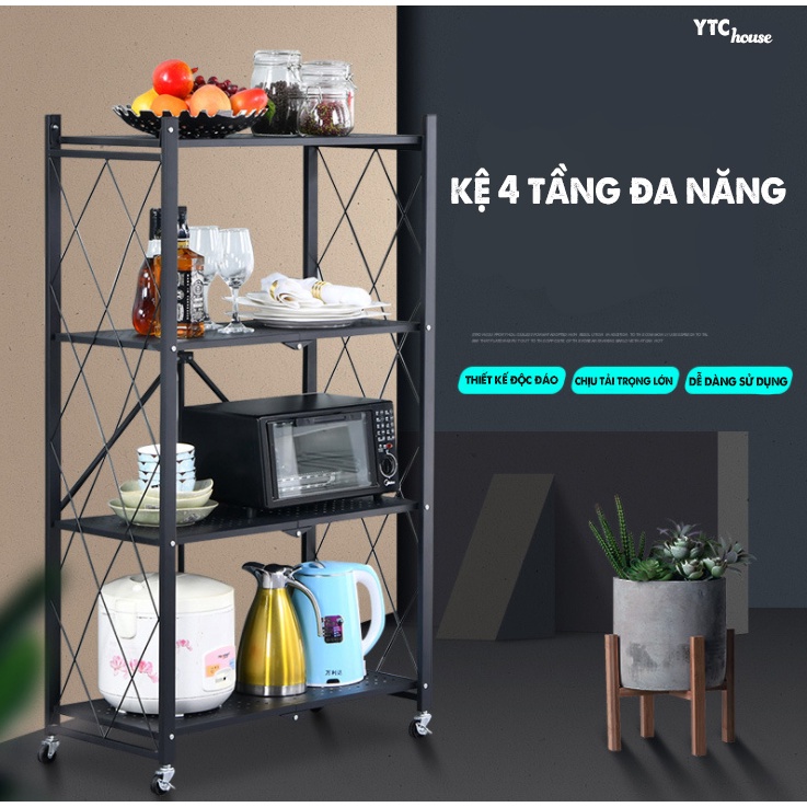 Kệ Sắt Đa Năng 4, 5 tầng nhà bếp, phòng khách thiết kế tiện lợi-K4T02