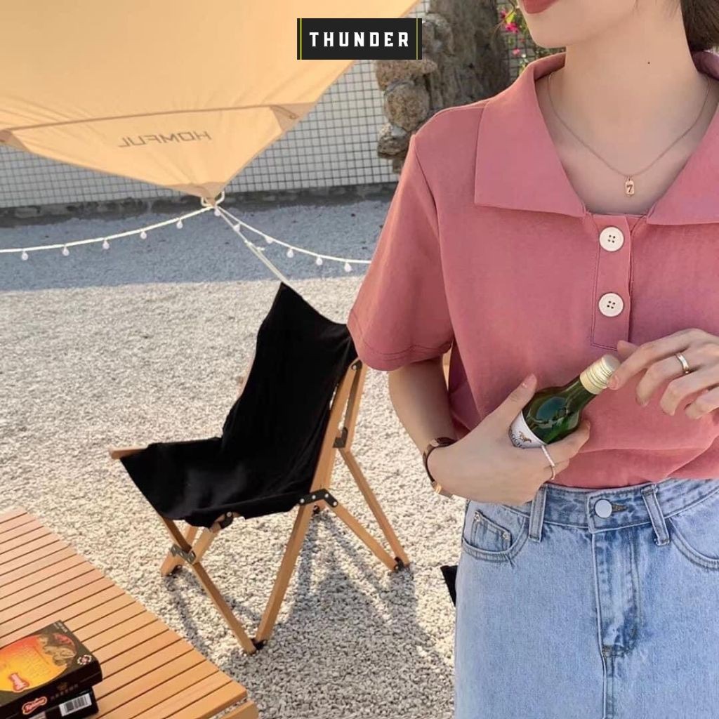 Áo thun POLO BASIC THUNDER Unisex phông trơn nam nữ tay lỡ mùa hè oversize form rộng thời trang phong cách Hàn Quốc | BigBuy360 - bigbuy360.vn