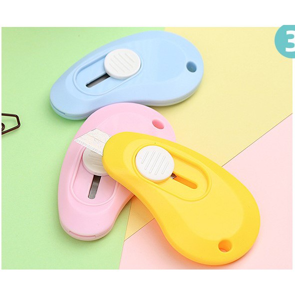 Dao rọc giấy mini cute có chốt an toàn hình kẹo nhiều màu cắt washi tape