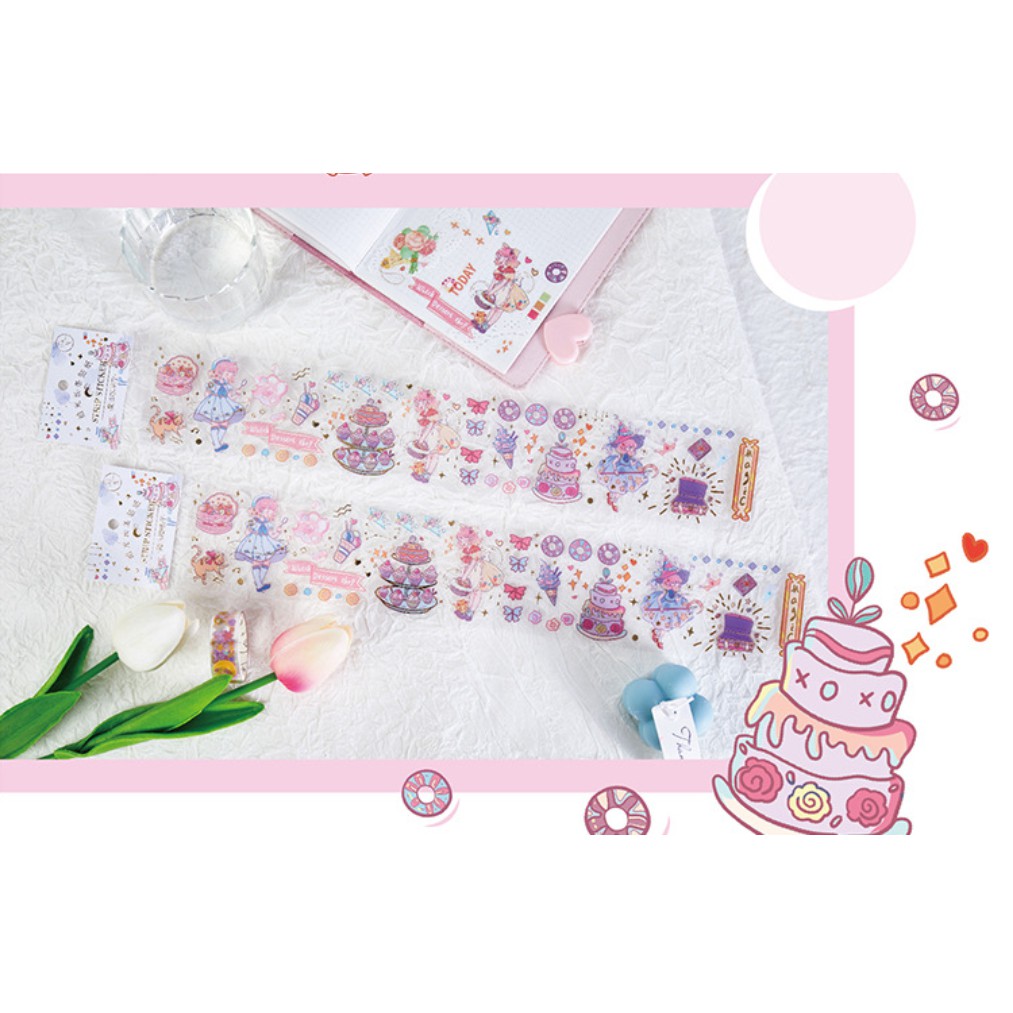 Washi Sticker Hoa Dạng Thiếu Nữ trang trí tranh vẽ, số tay, bulletjournal