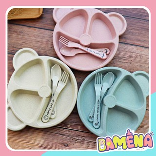 Khay ăn dặm lúa mạch hình gấu dành cho bé AD07