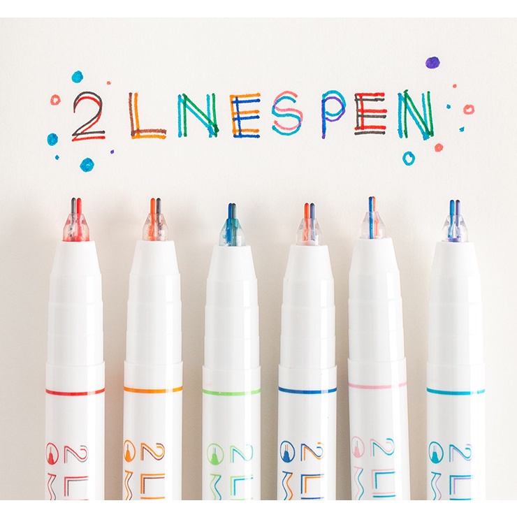 Bút gel Đầu 2 ngòi Nét 0.5mm Rosy Posy Line Pen - 1 chiếc tùy chọn màu