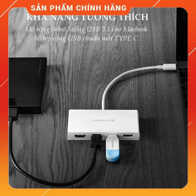 Bộ chuyển đổi USB TypeC sang HDMI và Hub USB 3.1 dài 15cm UGREEN 40374 dailyphukien