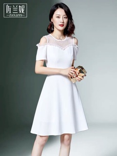 Váy đen hở vai cao cấp đen trắng