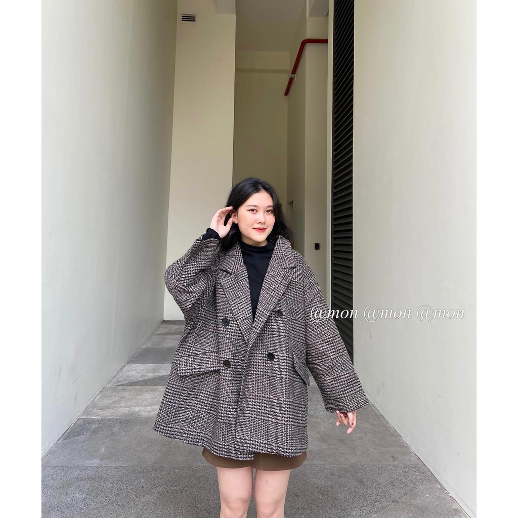 Áo blazer dạ kẻ chần 2 lớp túi nắp form rộng, Áo khoác dạ kẻ chần oversize hai lớp hàng Quảng Châu siêu ấm | BigBuy360 - bigbuy360.vn
