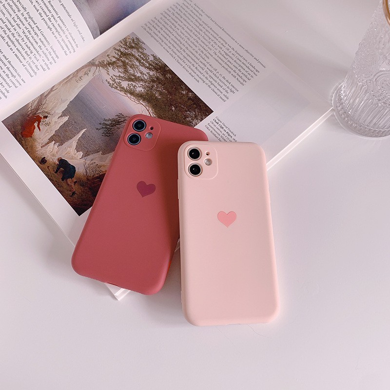 Ốp trái tim bảo vệ camera màu pastel iPhone 7 8 7 Plus 8 Plus X Xs Xr XsMax iPhone 11 11 Pro 11 Promax