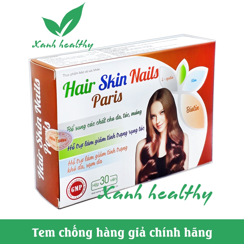 Viên uống giảm tóc gẫy rụng Hair Skin Nails Paris giúp tóc chắc khỏe, da mịn màng, móng bóng đẹp - Hộp 30 viên