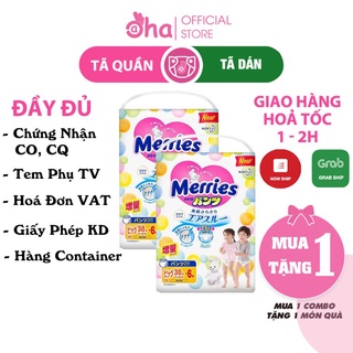 Combo 2 Bịch Bỉm MERRIES Dán/Quần Nội Địa Nhật Cộng Miếng Đủ Size NB96/S88/M68/L58/M64/L50/Xl44