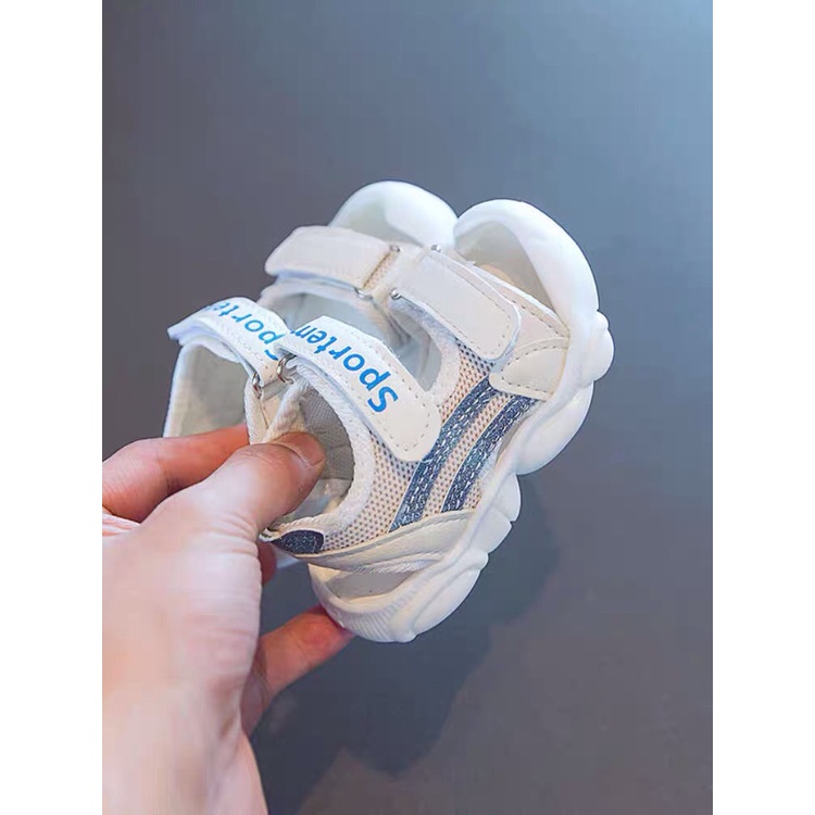 Sandal bé trai - dép quai hậu tập đi cho bé có đế chống vấp đường kẻ kim tuyến lấp lánh hợp thời trang Babybees 6606
