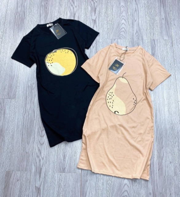 Váy suông tay lỡ Bingshop - đầm suông nữ in hoa quả cute dáng dài form rộng freeship | BigBuy360 - bigbuy360.vn